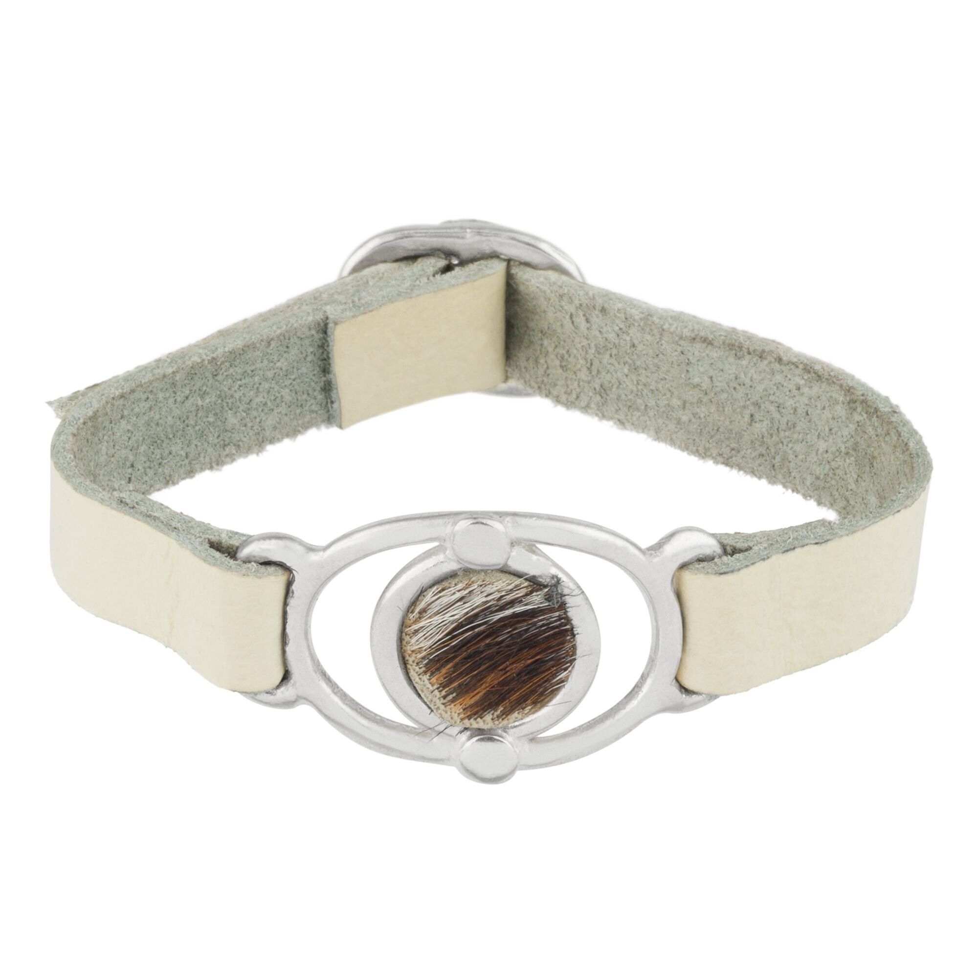 Bracciale "Seeme" in pelle e argento in pelle crema Regolabile