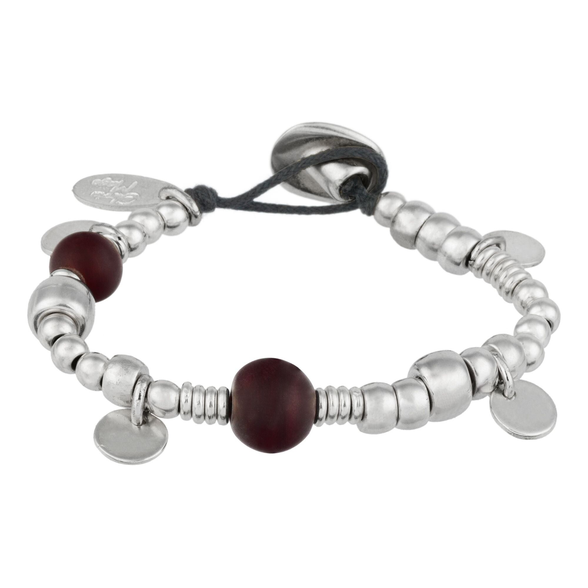 Bracciale multisfere in argento bordeaux