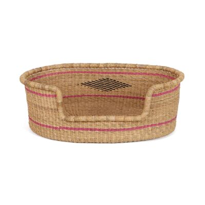 MMOADOMA: Natural, Pink and Black Dog Basket - Small