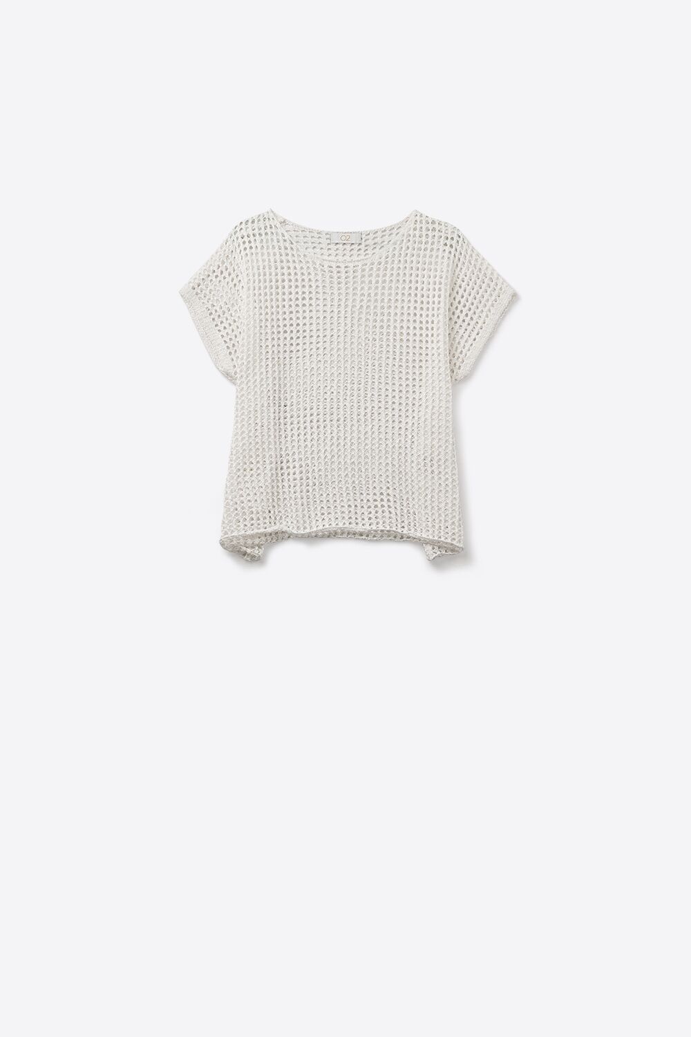 Open Knit Crochet dropped Sleeved Top in white