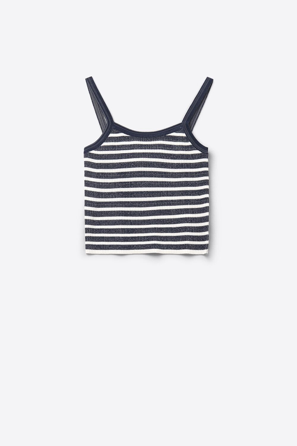 Navy top with white stripes and straps