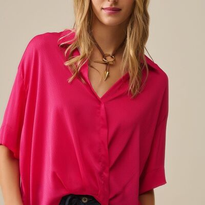 Camisa cruzada en fucsia