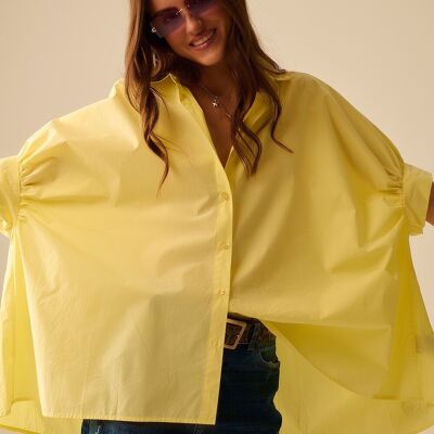 Yellow oversized blouse with short sleeve