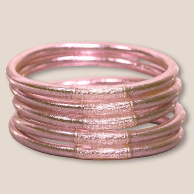 Bracciale buddista iconico da 5 mm, colore rosa pastello - taglia M 62 mm