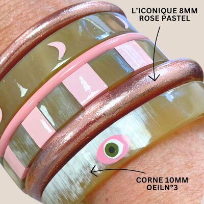 Bracciale buddista rosa pastello iconico da 8 mm - TAGLIA M 62 mm