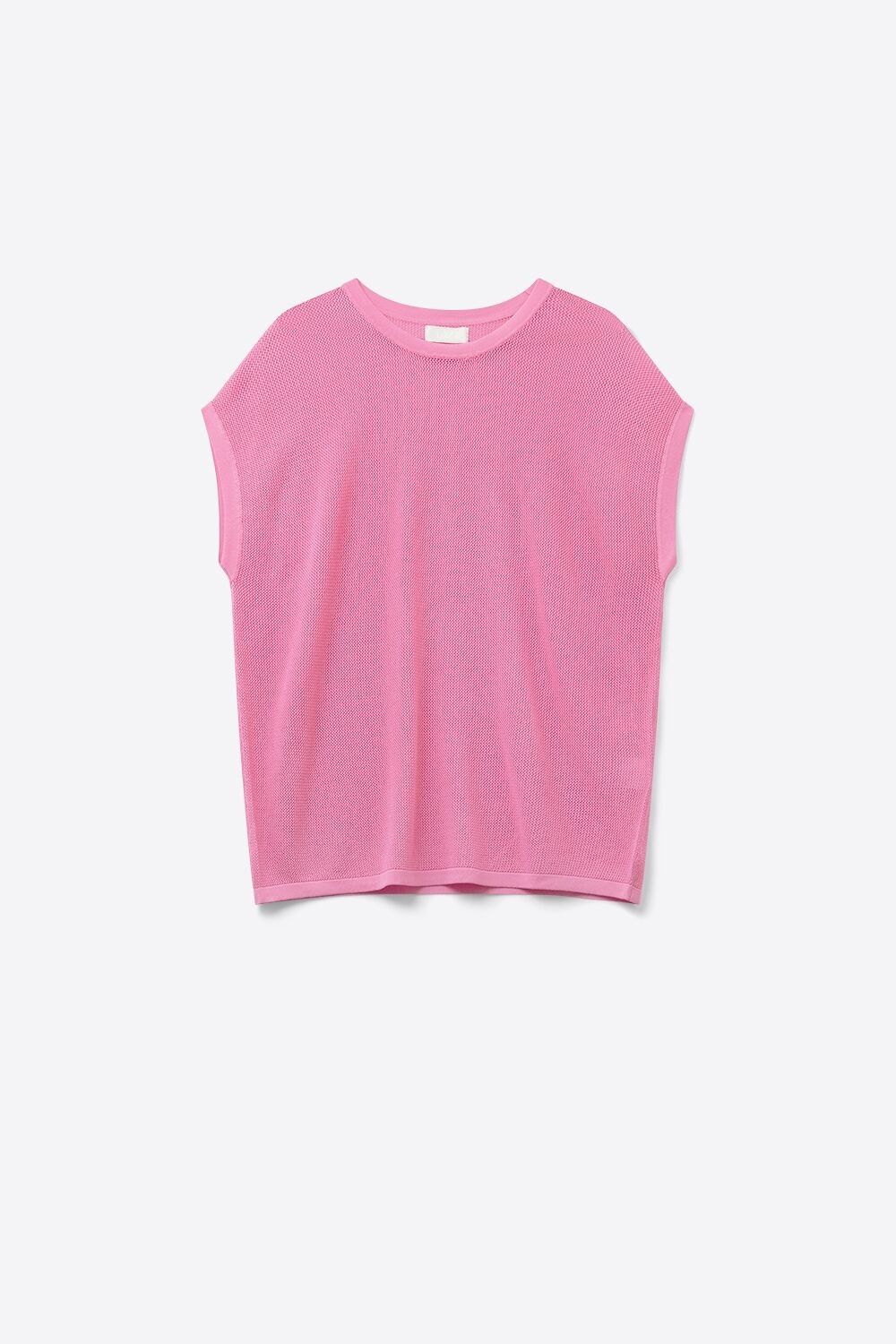 maglione lavorato a maglia a griglia in colore fucsia