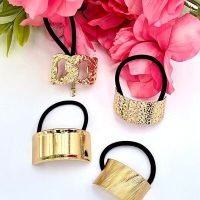 Set of 4 elastic scrunchies with metal ST61