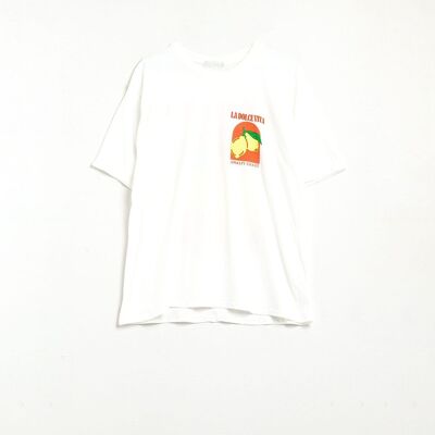 T-shirt coupe décontractée avec imprimé La Dolce Vita en blanc