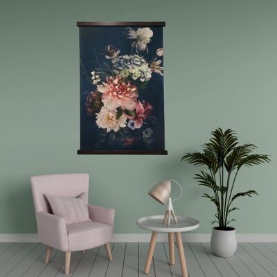 Tapisserie à fleurs - belles couleurs - sombres. 80x120cm