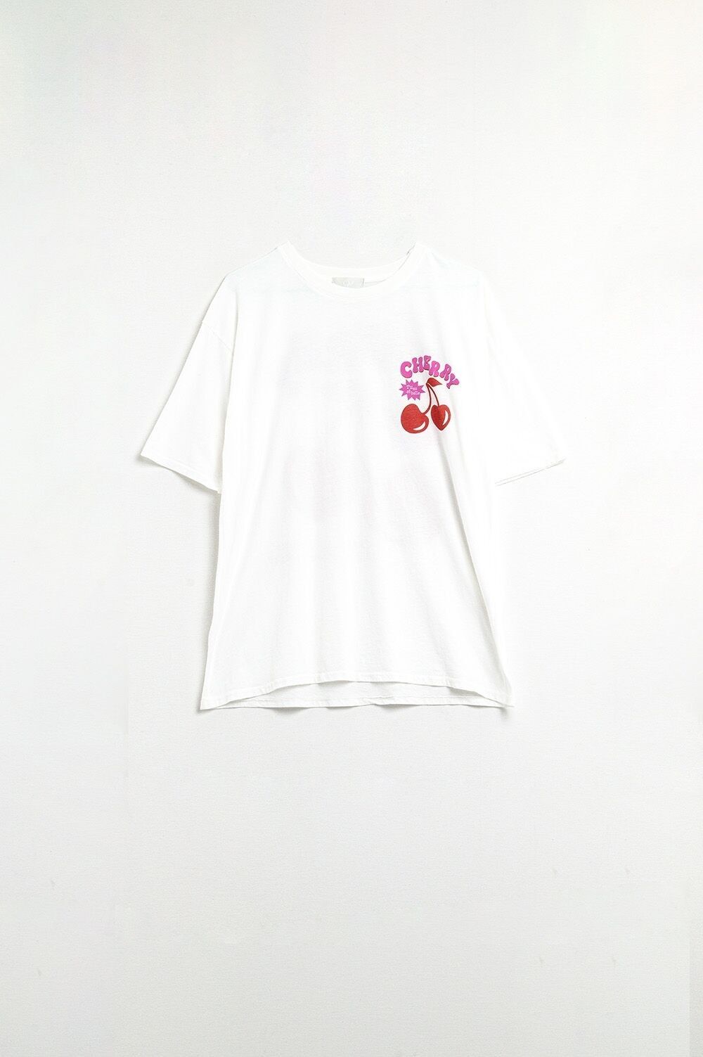 T-shirt bianca con logo e lettere Cherry