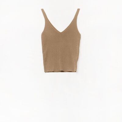 Comfy Ribbed knitted Tank Top in Camel