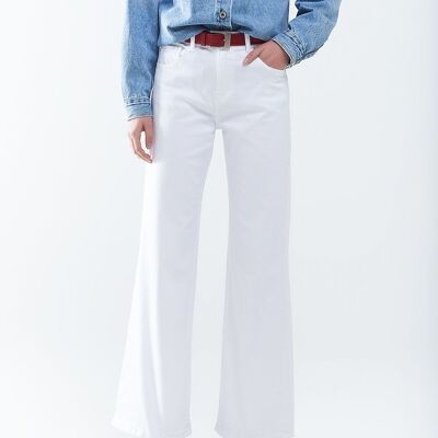 White Straight Pants wide leg