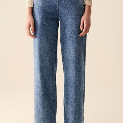 Jeans da marinaio a gamba dritta con bottoni dorati in lavaggio medio