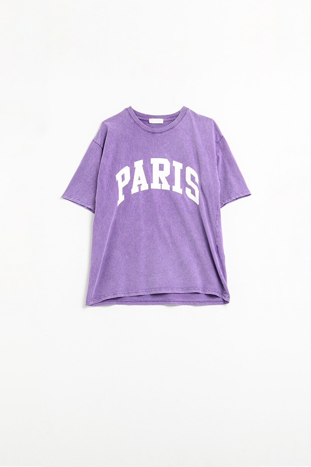 T-shirt viola Paris Relaxed con lettere bianche