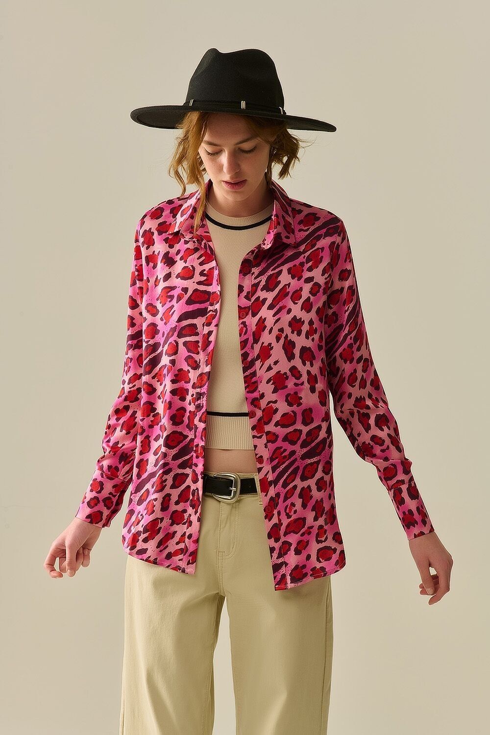 Buttoned Shirt In Fuchsia Leopard Print