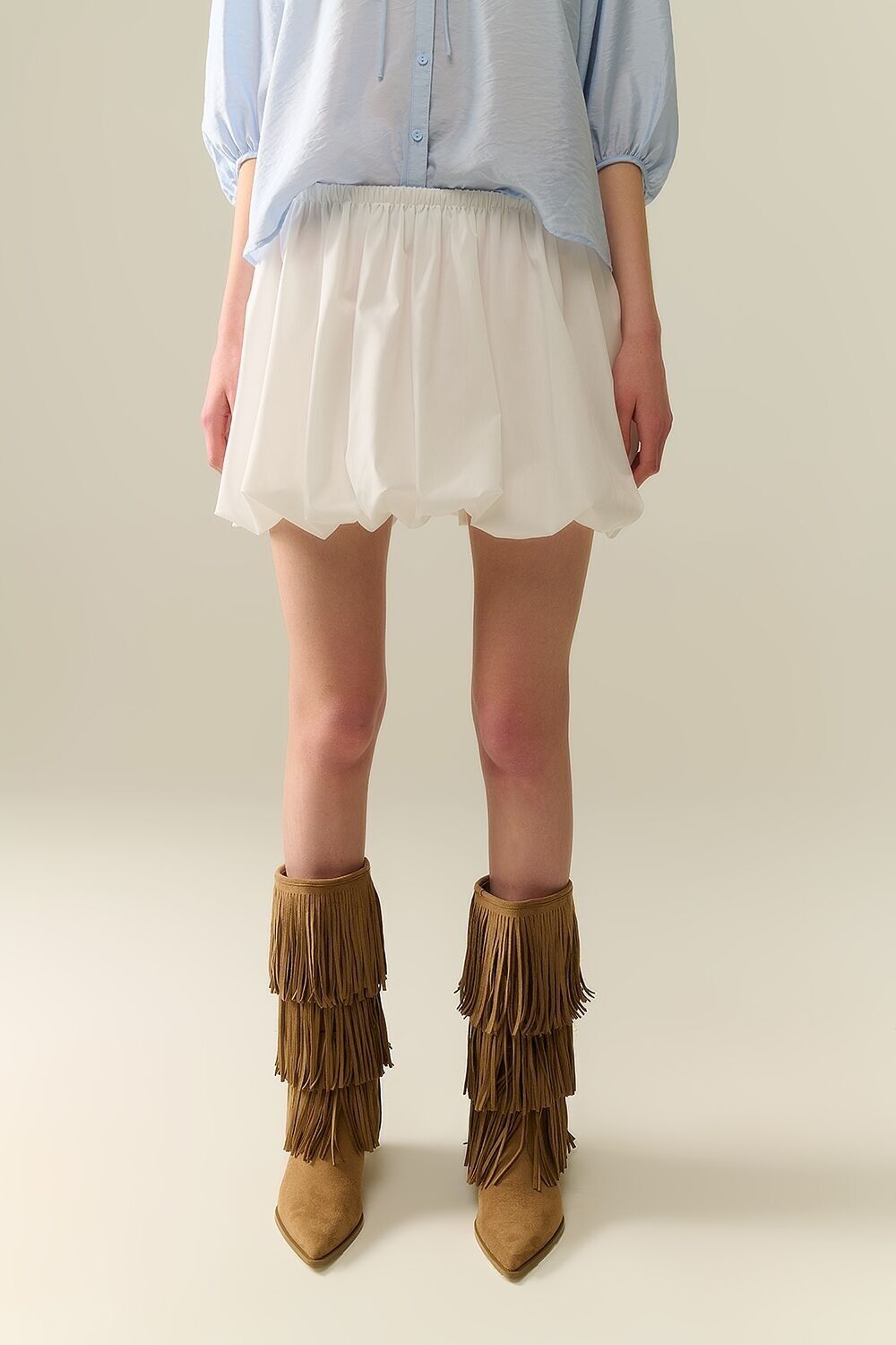 white poplin balloon miniskirt