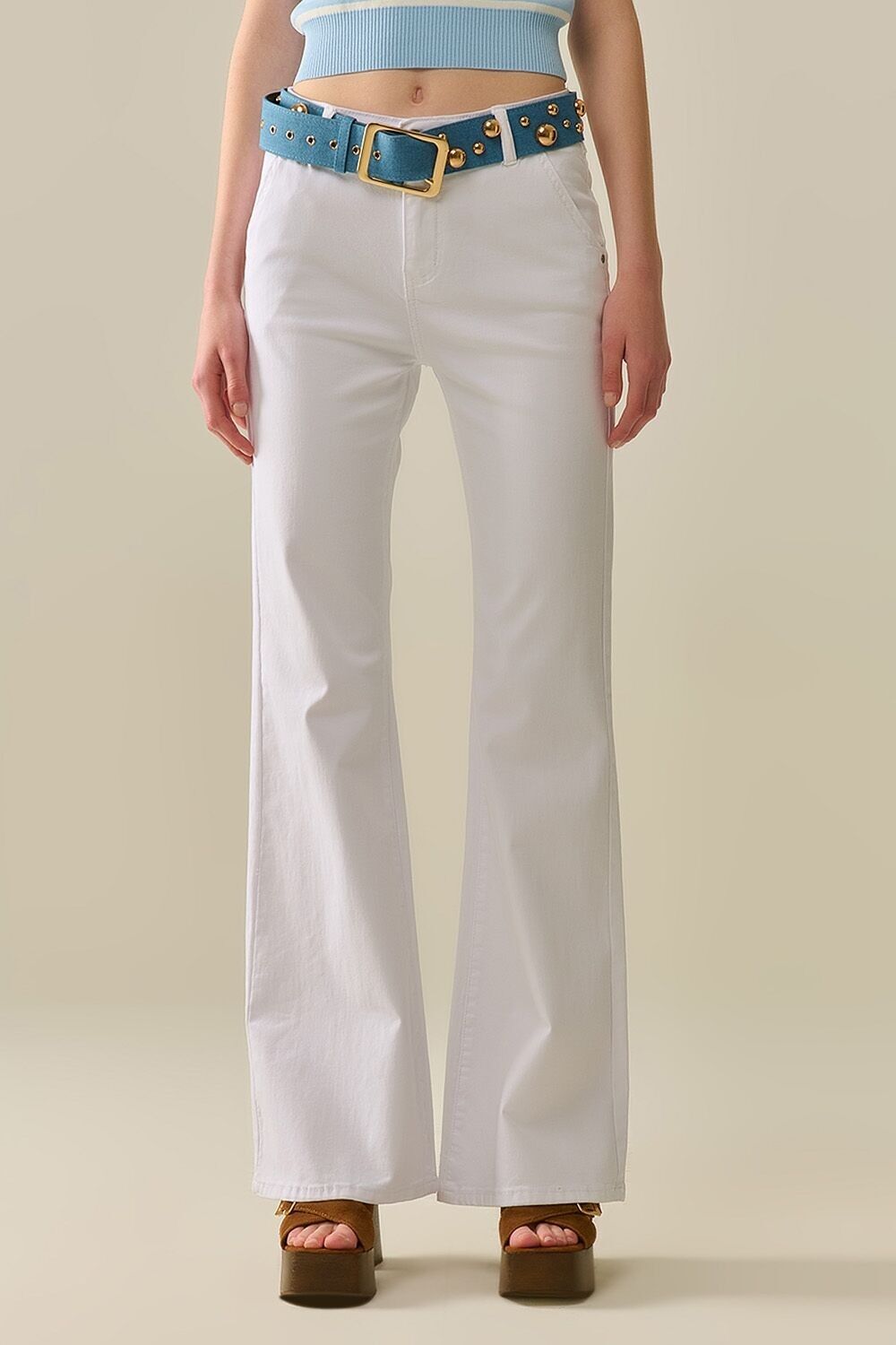 Comfy Stretcy White Flared Pants