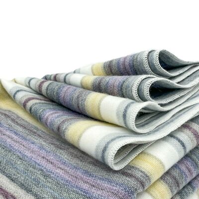 Ayancay - Baby Alpaca Wool Throw Blanket / Sofa Cover - Queen 96" x 68" - multi colored stripes pattern