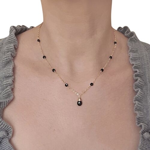 14K Gold-Filled Black Spinels Necklace