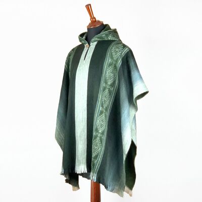 Mactayan - Baby Alpaca Hooded Poncho Pullover - Dark Green - Unisex