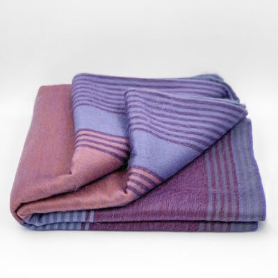 Ochoa - Baby Alpaca Wool Throw Blanket / Sofa Cover - Queen 90" x 70" - multi colored stripes pattern