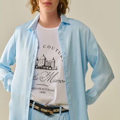 Baby Blue Buttoned Shirt in satin