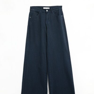 Pantaloni dritti blu scuro a gamba larga
