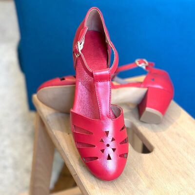 Holly Up - Sandales Rouges Cuir à Talons