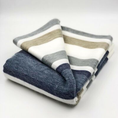 Pilishurco - Baby Alpaca Wool Throw Blanket / Sofa Cover - Queen 90" x 65" - striped pattern