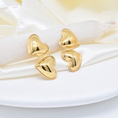 Pendientes de acero inoxidable con doble corazón - BO100353