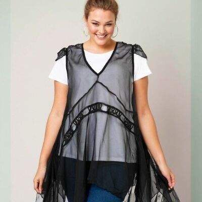 Plus size top + undershirt set (A113/WHITE)