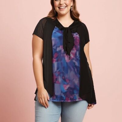 Plus size 2-in-1 effect tunic (A120²NOIR)