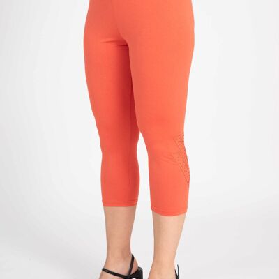 Leggings corti taglie forti con fantasia (B228&ARANCIONE)