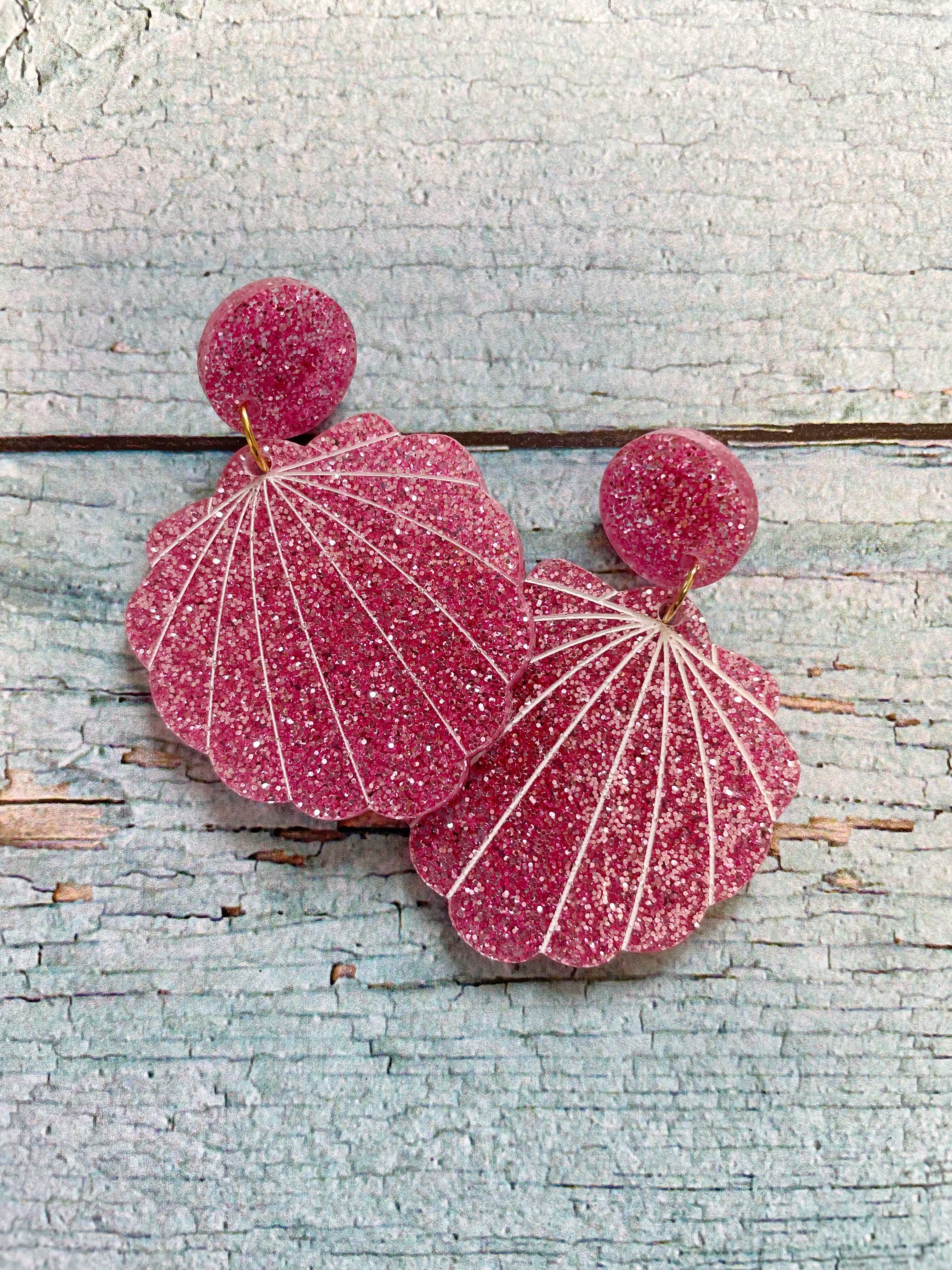 Pink glitter earrings