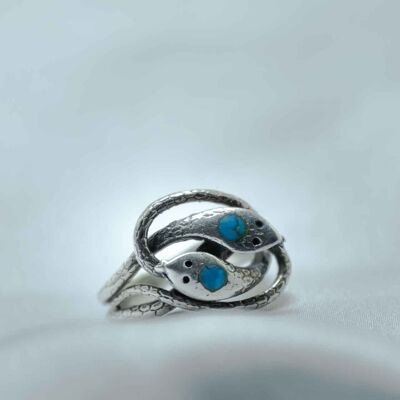Turquoise snake ring in 925 silver