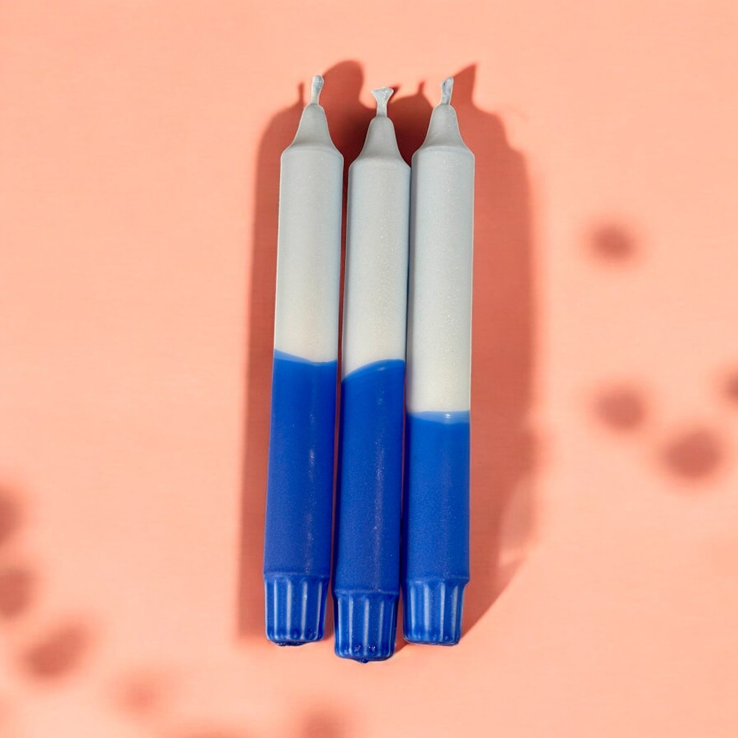 Nordic Tide Stearin Candles – Handcrafted Light Blue & Cobalt Blue Taper Candles – Scandinavian Color Story – Available in 3, 5, 10, 15 or 20-Pack