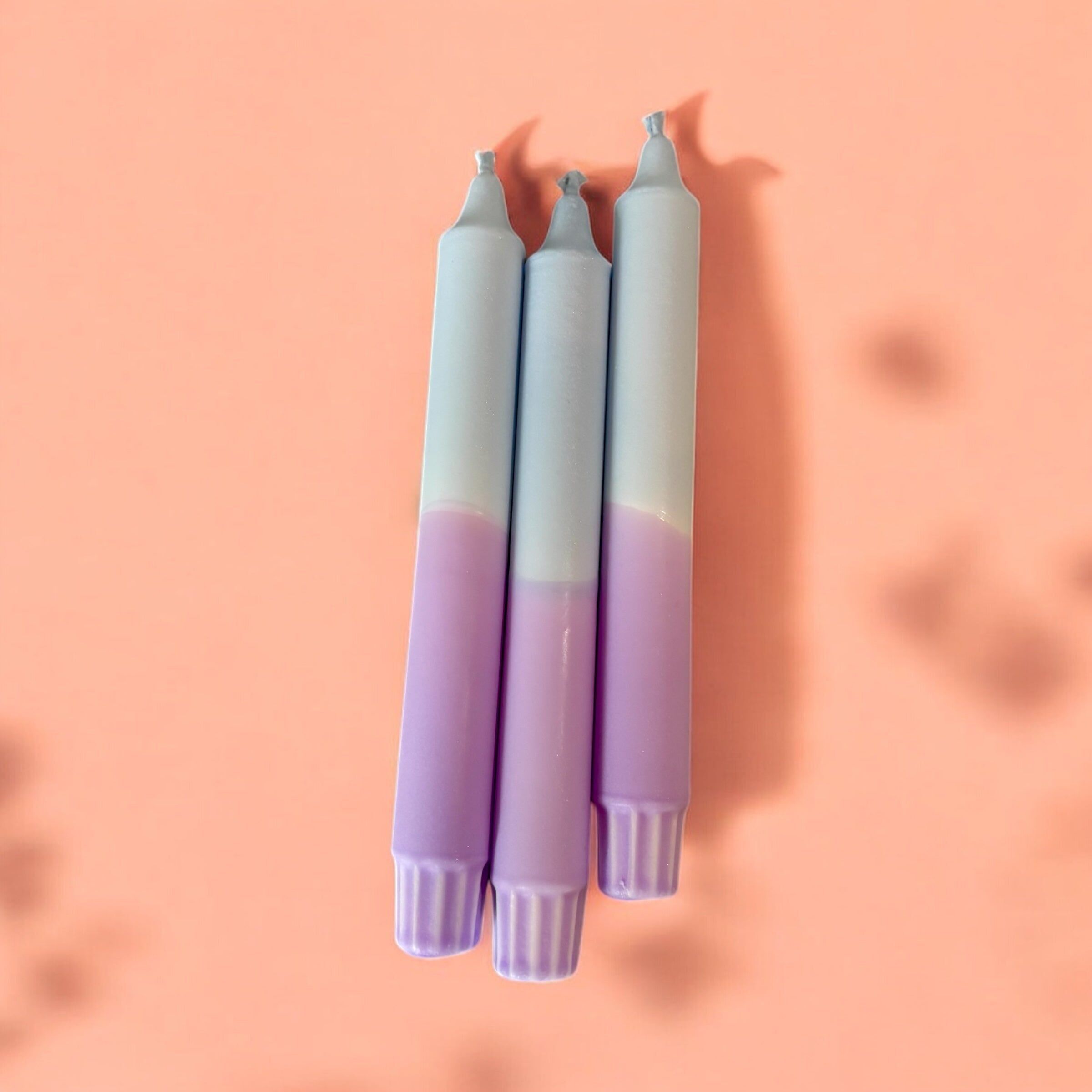 Cloudberry Stearin Candles – Handcrafted Light Blue & Lavender Taper Candles – Soft Dreamy Decor – Available in 3, 5, 10, 15 or 20-Pack