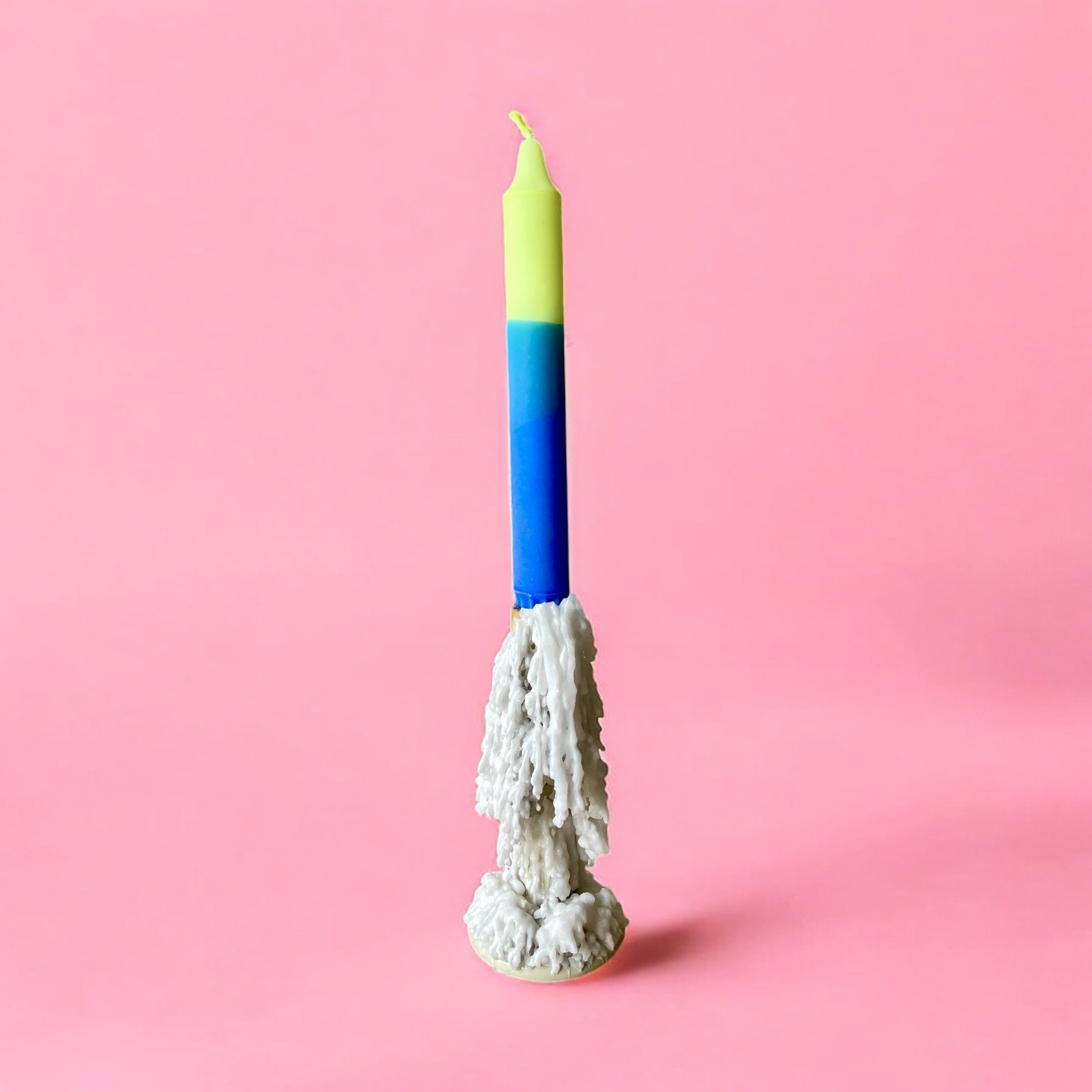 Electric Wave Stearin Candles – Handcrafted Neon Yellow & Blue Taper Candles – Bold Modern Decor – Available in 3, 5, 10, 15 or 20-Pack