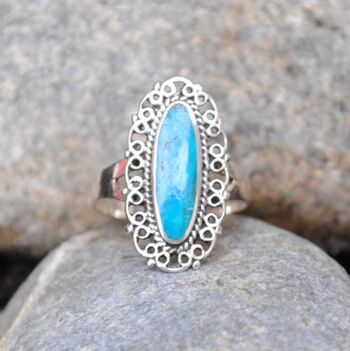 Bague vintage en turquoise et argent 1