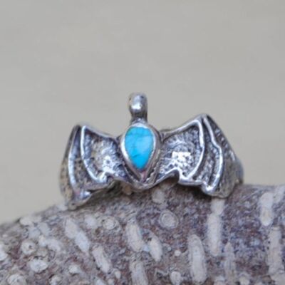 Turquoise and silver 925 bat ring