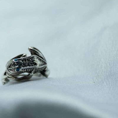 Turquoise silver frog ring - vintage frog ring - vintage animal ring - amphibian ring - toad ring - fancy ring