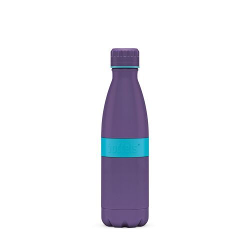 Trinkflasche TWEE+ 500ml Türkisblau/Lila-Edelstahl, Pulverbeschichtung, PP, Silikon