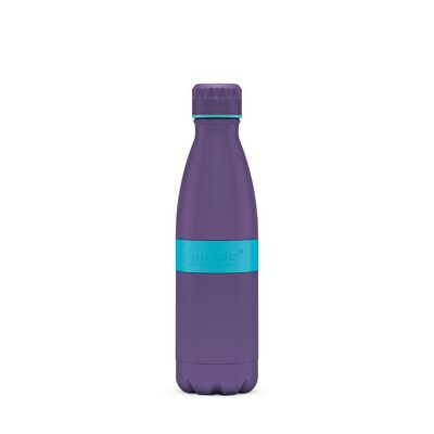 Botella para beber TWEE + 500ml azul turquesa / violeta acero inoxidable, recubrimiento en polvo, PP, silicona