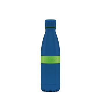 Gourde TWEE + 500ml vert pomme / acier inoxydable bleu, revêtement en poudre, PP, silicone