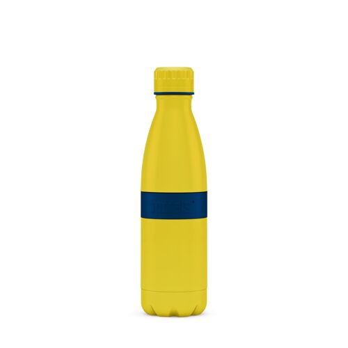 Trinkflasche TWEE+ 500ml Nachtblau/Gelb-Edelstahl, Pulverbeschichtung, PP, Silikon