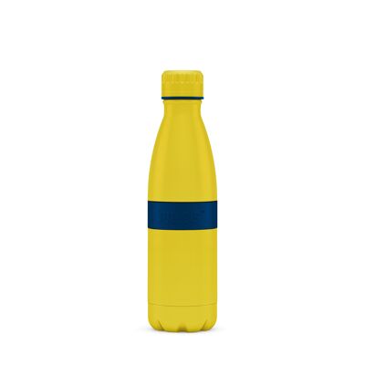 Botella para beber TWEE + 500ml azul noche / amarillo acero inoxidable, recubrimiento en polvo, PP, silicona
