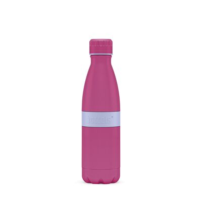 Gourde TWEE + 500ml bleu lavande / rose en acier inoxydable, revêtement en poudre, PP, silicone