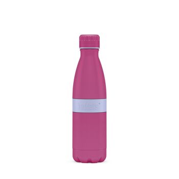 Gourde TWEE + 500ml bleu lavande / rose en acier inoxydable, revêtement en poudre, PP, silicone