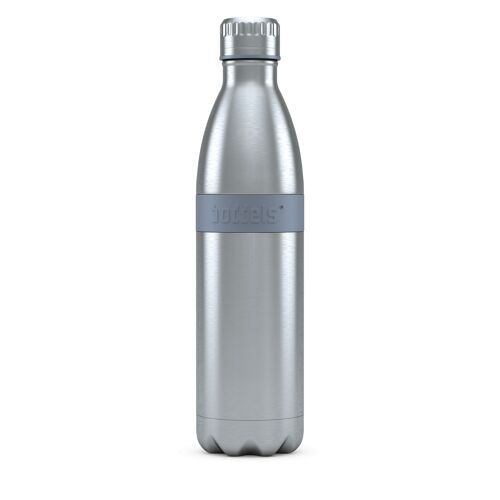 Trinkflasche TWEE 800ml Hellgrau-Edelstahl, PP, Silikon