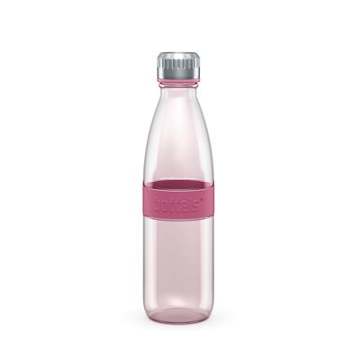 Trinkflasche DREE 650ml Himbeerrot-Borosilikatglas, PP, Edelstahl, Silikon, Neoprene